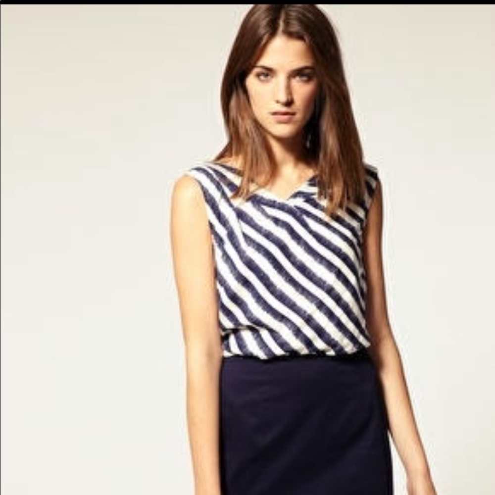 Warehouse Ocean navy open back dress